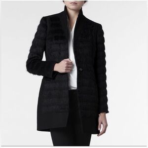 AllSaints Wool Alpaca Blend Fur Shield Coat Size 6 Italian Cloth